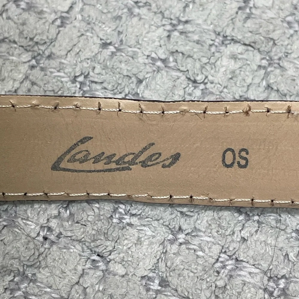 Vintage Womens Landes adjustable Leather Brown Brushed Gold Clasp Buckle Belt OS